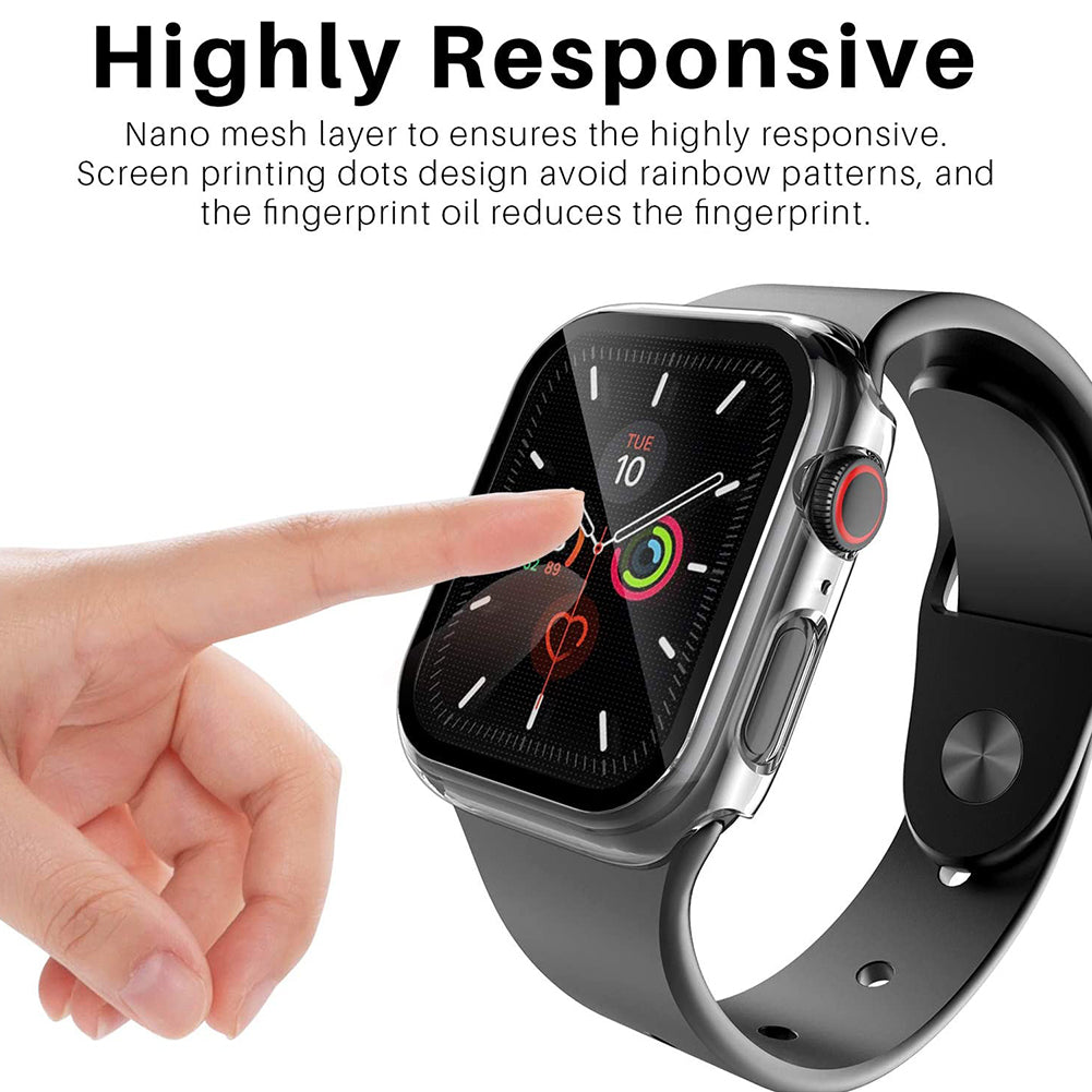 For Apple Watch 45mm Series 7 Ultra Clear Transparent PC with Built in Screen Protector Snap-on Full Coverage Shell Rubber TPU + Hard PC Frame for iWatch Series 7 (45MM) Clear Screen Protector