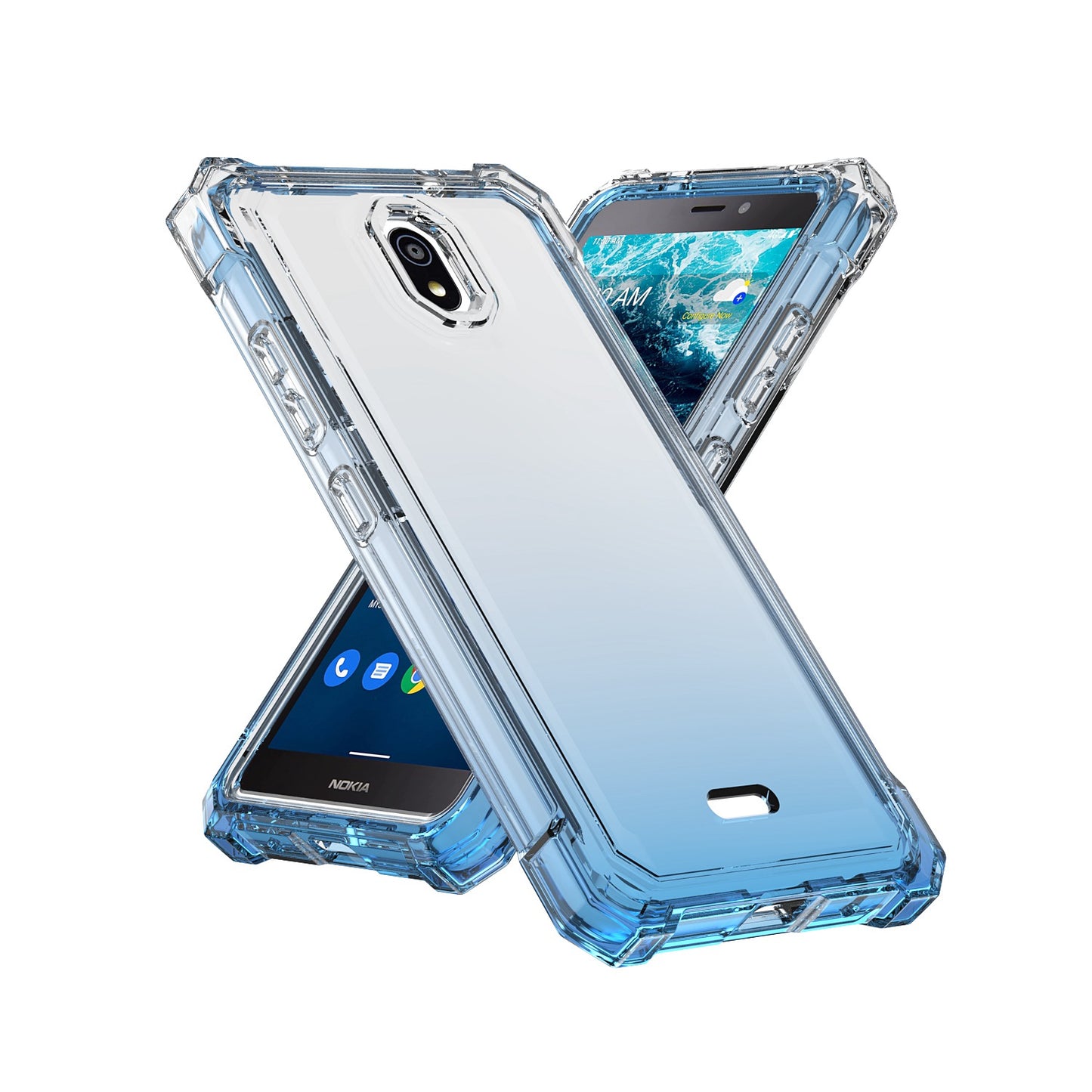 For Nokia C200 Clear Gradient Hybrid Thick Guard Shockproof Dual Layer Hard PC + TPU Bumper Frame Armor  Phone Case Cover