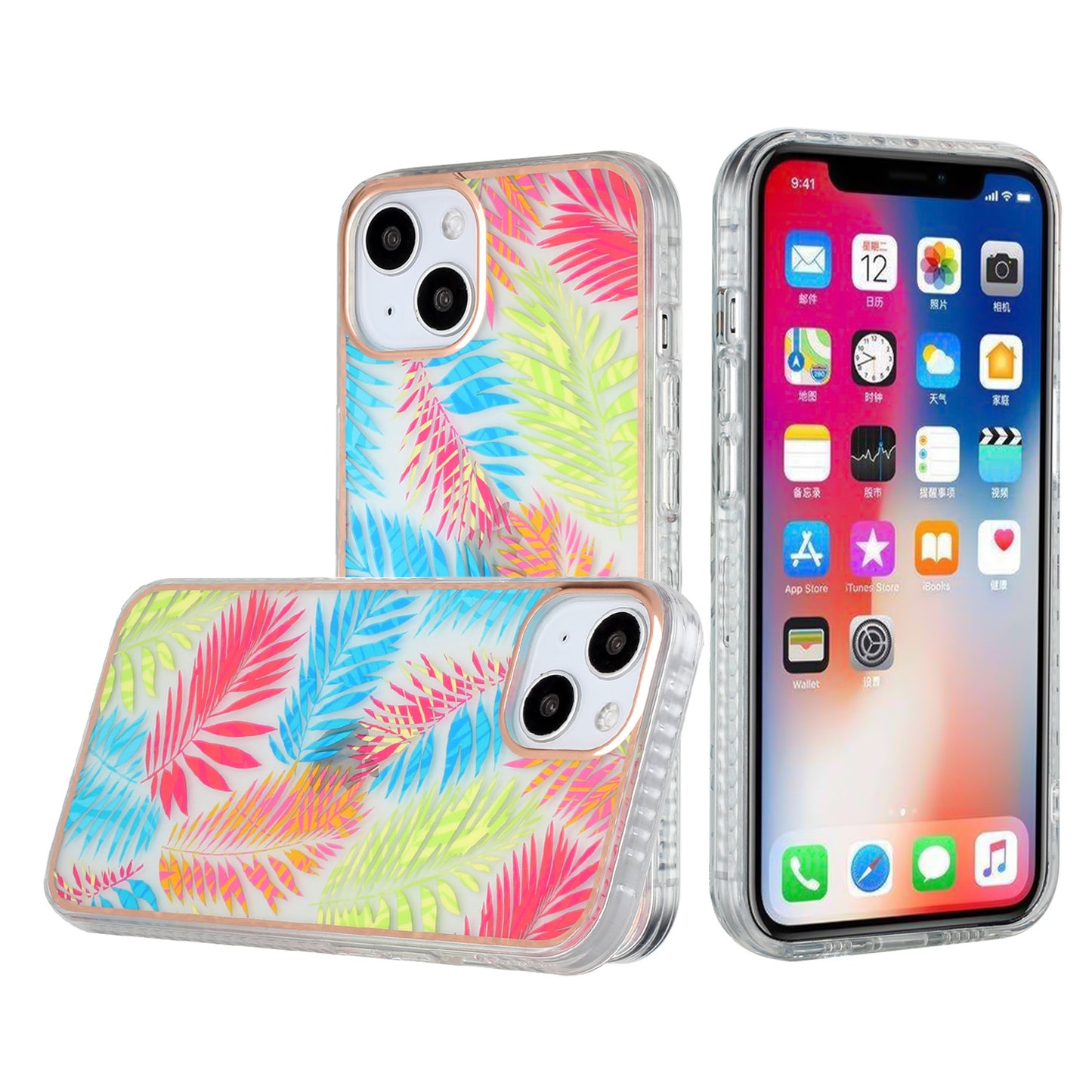 For Apple iPhone 12 /12 Pro (6.1") Stylish Design Floral IMD Hybrid Rubber TPU Hard PC Shockproof Rugged Slim Fit  Phone Case Cover