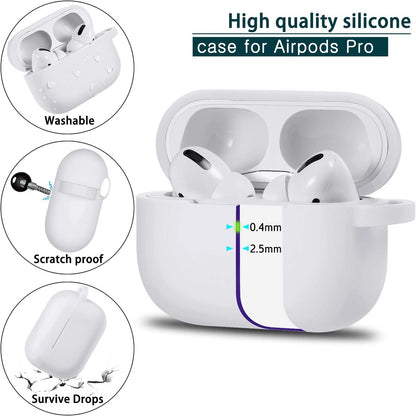 For Apple AirPods Pro Full Protective Silicone TPU Skin Accessories with Keychain [Front LED Visible] Hybrid Shockproof Clear