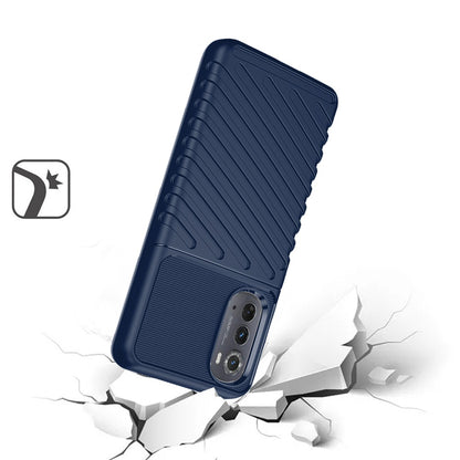 For Motorola Moto Edge (2022) Rugged Hybrid Hard Silicone Gel TPU Bumper Texture Shockproof Anti Slip Protective Stylish Blue Phone Case Cover