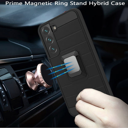 For Samsung Galaxy S22 /Plus Ultra Magnetic Ring Holder Rubber Hybrid Stand Kickstand Texture Rugged Armor Heavy Duty Military Grade  Phone Case Cover