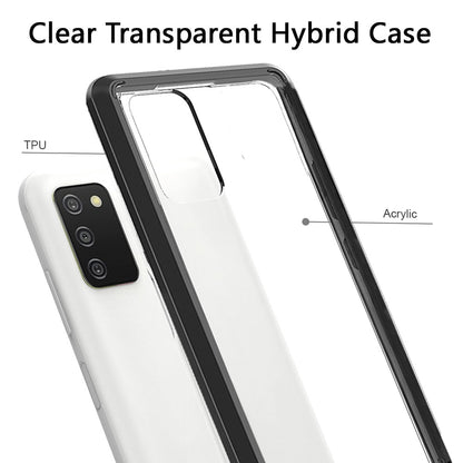 For Samsung Galaxy A03S Hybrid Slim Crystal Clear Transparent Shock-Absorption Bumper with TPU + Hard PC Back Frame  Phone Case Cover