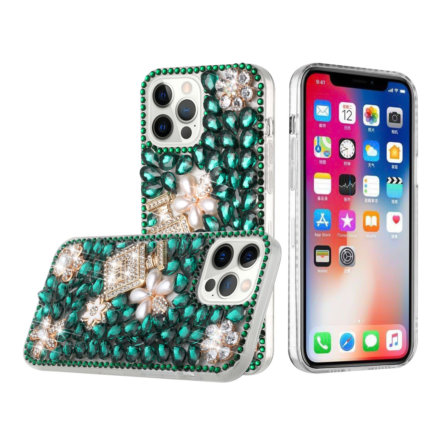 For Apple iPhone 11 (6.1") Bling Clear Crystal 3D Full Diamonds Luxury Sparkle Rhinestone Hybrid Protective  Phone Case Cover