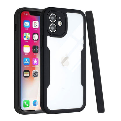 For Apple iPhone XR Transparent Case with PET Screen Protector Slim Full Body Shockproof Hard PC & TPU Hybrid Protective  Phone Case Cover