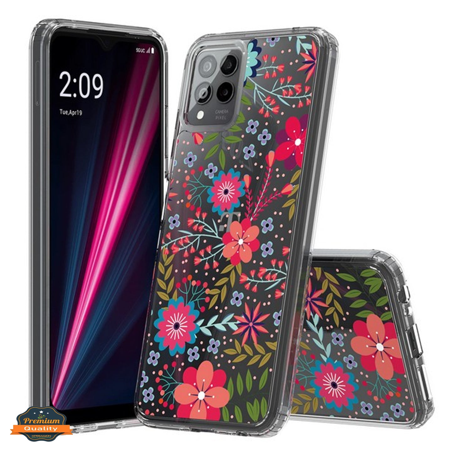 For T-Mobile Revvl 6 Pro 5G /Revvl 6 5G Floral Patterns Design Clear TPU Silicone Shock Absorption Bumper Slim Hard  Phone Case Cover