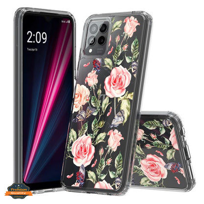 For T-Mobile Revvl 6 Pro 5G /Revvl 6 5G Floral Patterns Design Clear TPU Silicone Shock Absorption Bumper Slim Hard  Phone Case Cover