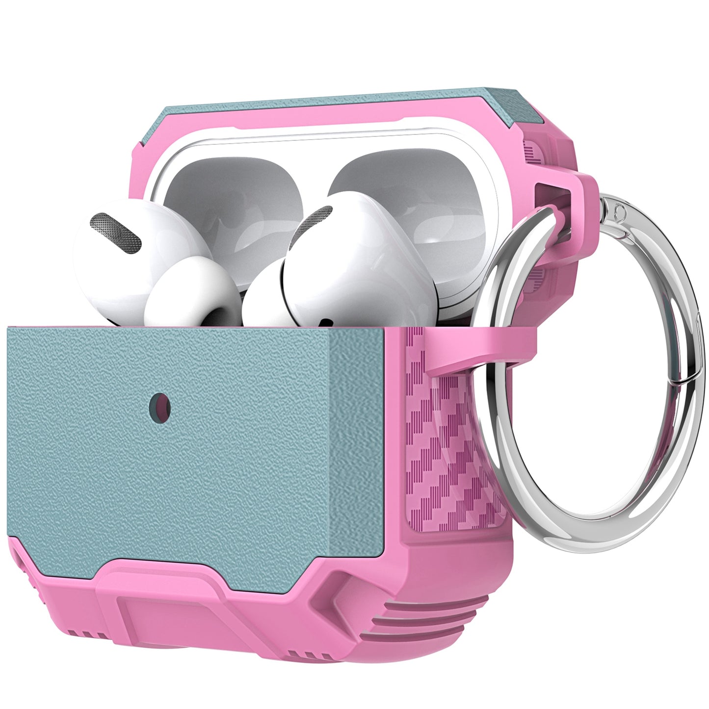 For Apple AirPods Pro Heavy Duty Tuff Hybrid 2 in 1 Shockproof Full Protective Case Hard PC Rubber TPU Cover with Carabiner Case Cover