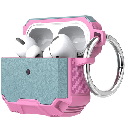 For Apple AirPods Pro Heavy Duty Tuff Hybrid 2 in 1 Shockproof Full Protective Case Hard PC Rubber TPU Cover with Carabiner Case Cover