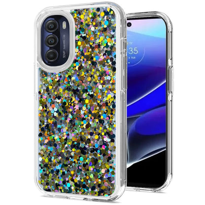 For Motorola Moto G 5G 2022 Colorful Glitter Bling Sparkle Epoxy Glittering Shining Hybrid Hard Silicone Shockproof  Phone Case Cover