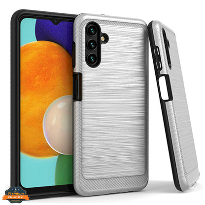 For Samsung Galaxy A13 5G Armor Brushed Texture Rugged Carbon Fiber Design Shockproof Dual Layers Hard PC + TPU Protective  Phone Case Cover