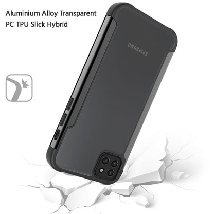 For Boost Mobile Celero 5G Hybrid Aluminum Alloy Metal Clear Transparent Back PC TPU Bumper Frame Armor Shockproof  Phone Case Cover