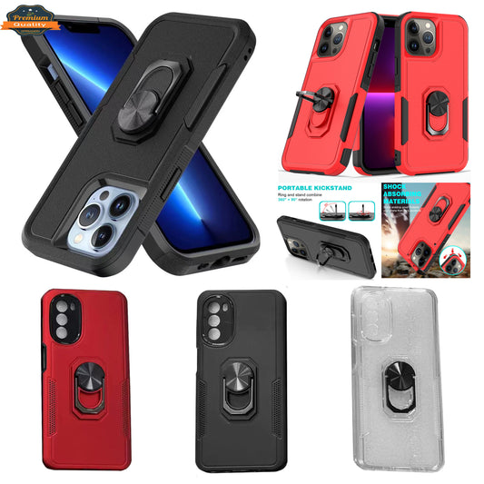 For Motorola Moto G 5G 2022 Ring Holder Stand, Support Magnetic Car Mount, Hard TPU Hybrid Shockproof  Phone Case Cover