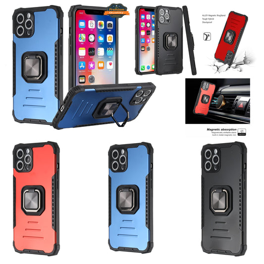 For Apple iPhone 11 (6.1") Hybrid with Stand Magnetic Ring Kickstand Bumper Shockproof Armor Heavy Duty Military Grade  Phone Case Cover