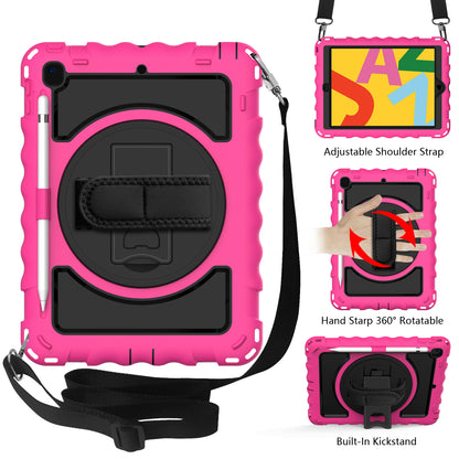 Case for Apple iPad Air 4 / iPad Air 5 / iPad Pro (11 inch) Hybrid 3in1 Armor Rugged with Built-in Kickstand 360° Rotatable Stand & Shoulder Hand Strap Corner Shockproof Hot Pink Tablet Cover