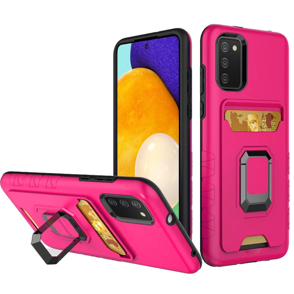 For Samsung Galaxy A03S Wallet Case Designed with Credit Card Slot Holder & Magnetic Stand Kickstand Ring Heavy Duty Hybrid Armor  Phone Case Cover