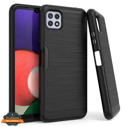 For Boost Mobile Celero 5G Armor Brushed Texture Rugged Carbon Fiber Design Shockproof Dual Layers Hard PC + TPU Protective  Phone Case Cover