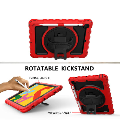 Case for Apple iPad Air 4 / iPad Air 5 / iPad Pro (11 inch) Hybrid 3in1 Armor Rugged with Built-in Kickstand 360° Rotatable Stand & Shoulder Hand Strap Corner Shockproof Red Tablet Cover