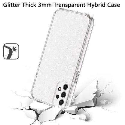 For Samsung Galaxy A53 5G Transparent Crystal Glitter Shiny Sparkle Bling TPU Rubber Hard PC Back Hybrid Frame Shockproof  Phone Case Cover