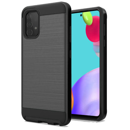 For Samsung Galaxy A33 5G Hybrid Rugged Brushed Metallic Design [Soft TPU + Hard PC] Dual Layer Shockproof Armor Impact  Phone Case Cover