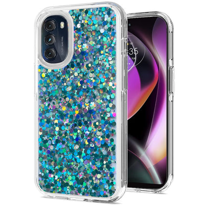 For Motorola Moto G 5G 2022 Colorful Glitter Bling Sparkle Epoxy Glittering Shining Hybrid Hard Silicone Shockproof  Phone Case Cover