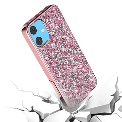 For Apple iPhone 11 (6.1") Bling Rhinestone Diamond Shiny Glitter Hybrid Dual Layer Defender Rugged Shell Hard PC TPU Rubber Black Phone Case Cover