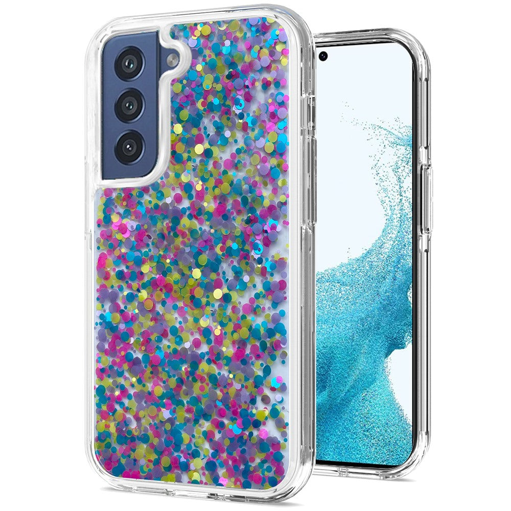 For Samsung Galaxy S22 /Plus Ultra Colorful Glitter Bling Sparkle Epoxy Glittering Shining Hybrid Hard PC Silicone Shockproof  Phone Case Cover