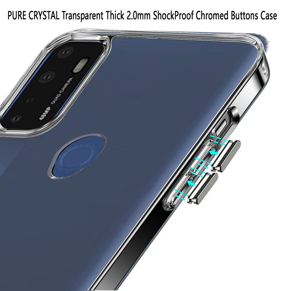 For Cricket Dream 5G Hybrid HD Crystal Clear Hard PC Back Gummy TPU Frame Bumper Slim 2.0mm with Chromed Buttons Transparent Phone Case Cover