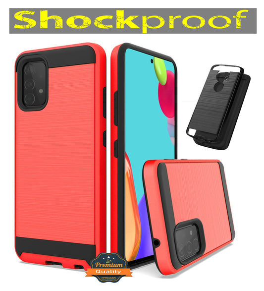 For Motorola Moto G Pure Hybrid Rugged Brushed Metallic Design [Soft TPU + Hard PC] Dual Layer Shockproof Armor Impact Slim Red Phone Case Cover