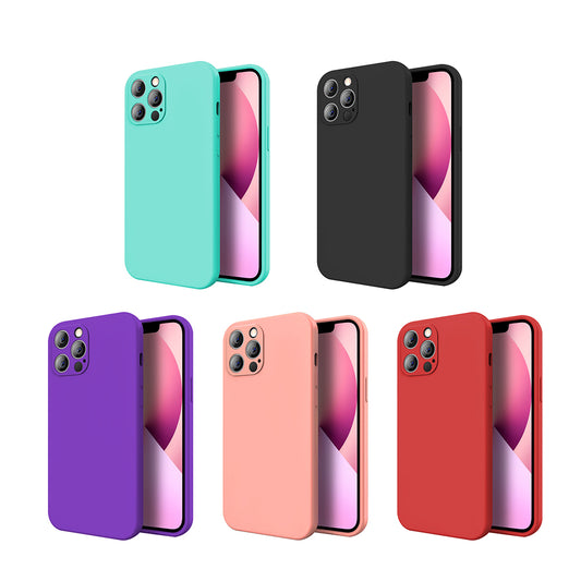 For Apple iPhone 13 / Pro Max Liquid Silicone Hybrid Gel Rubber Full Body Protection with Microfiber Lining Shockproof Flexible TPU Anti-Drop  Phone Case Cover