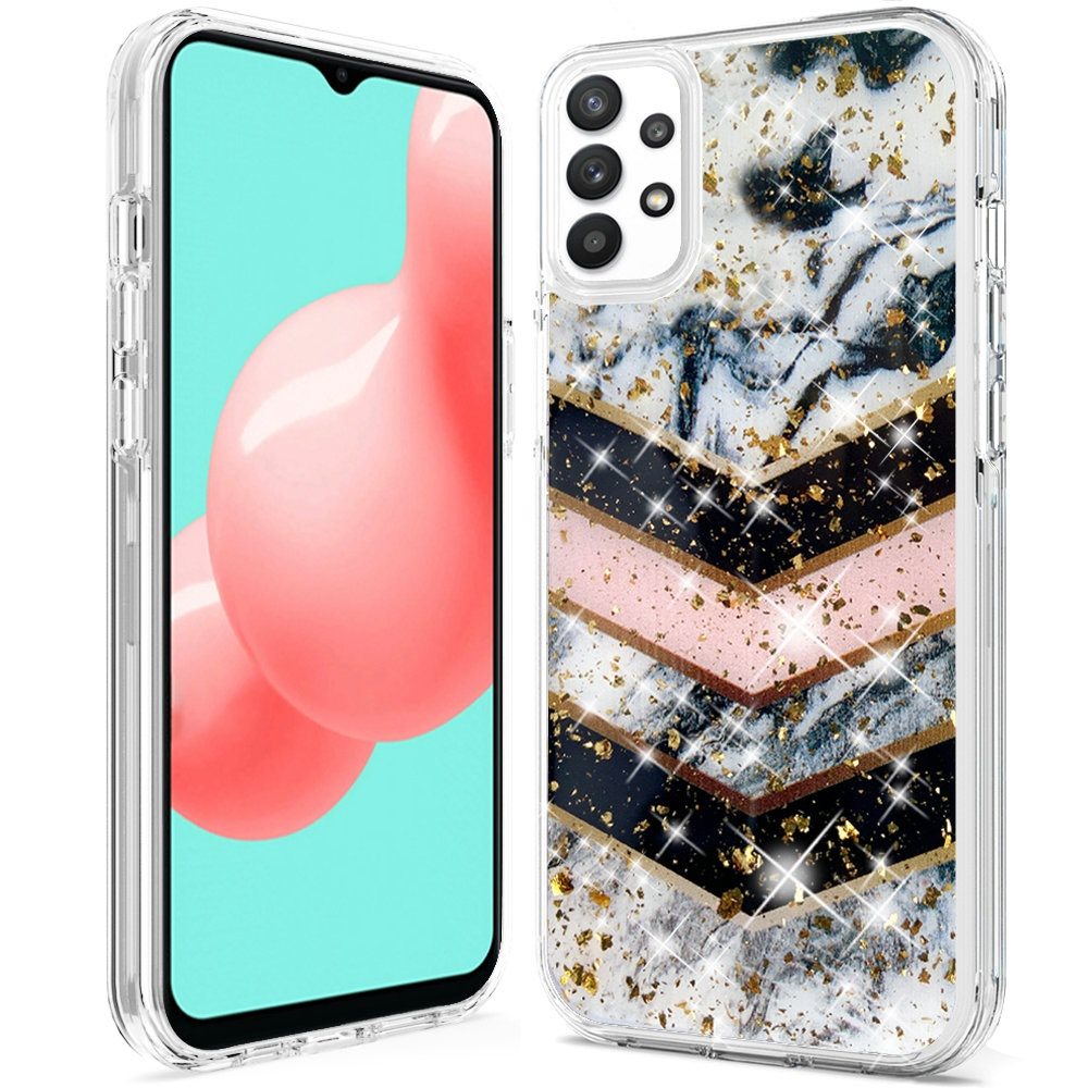 For TCL Revvl V Plus 5G (T-Mobile) Glitter Clear Fashion Design Shiny Bling Flake Sparkling Hybrid Soft TPU Hard Back Sturdy  Phone Case Cover