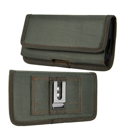 Universal Horizontal Nylon Cell Phone Holster Case with Dual Credit Card Slots, Belt Clip Pouch and Belt Loop for Apple iPhone Samsung Galaxy LG Moto All Mobile phones Size 7" Universal Nylon [Midnight Green]