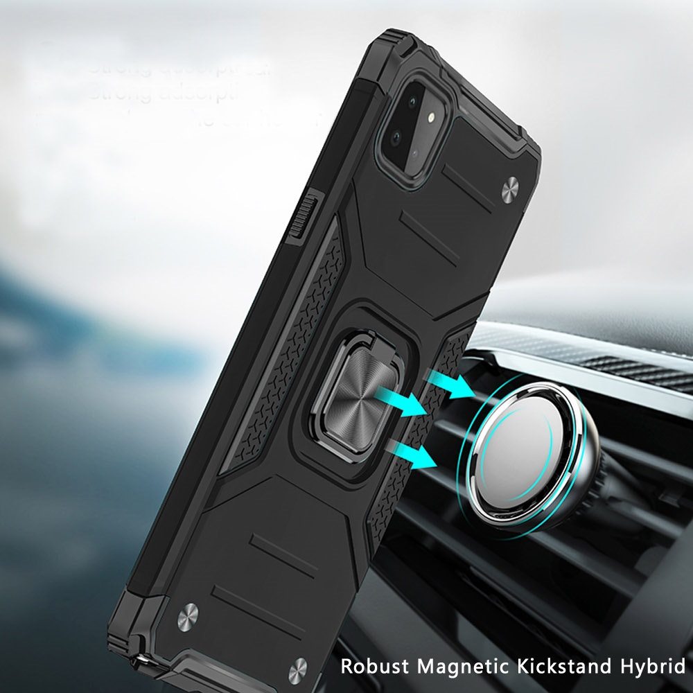 For Boost Mobile Celero 5G Armor Hybrid with Ring Holder Kickstand Shockproof Heavy-Duty Durable Rugged Dual Layer  Phone Case Cover