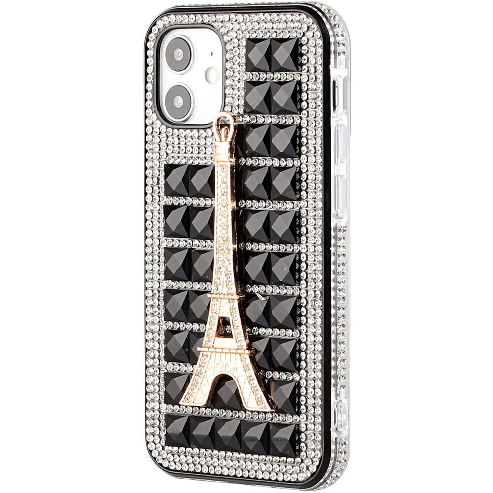 For Apple iPhone 12 Pro Max (6.7") Fashion Luxury 3D Bling Diamonds Rhinestone Jeweled Ornament Shiny Crystal Hybrid Hard  Phone Case Cover