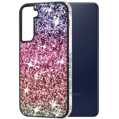 For Samsung Galaxy S22 /Plus Ultra Rhinestone Sparkling Rainbow Gradual Glitter Full Diamond Bling Protective Hybrid Rugged  Phone Case Cover