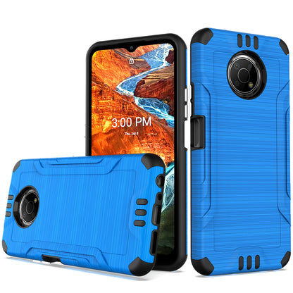 For Nokia G300 Hybrid Dual Layer Slim Defender Armor Tuff Metallic Brush Texture Finishing Shockproof Hard PC + TPU Rubber  Phone Case Cover