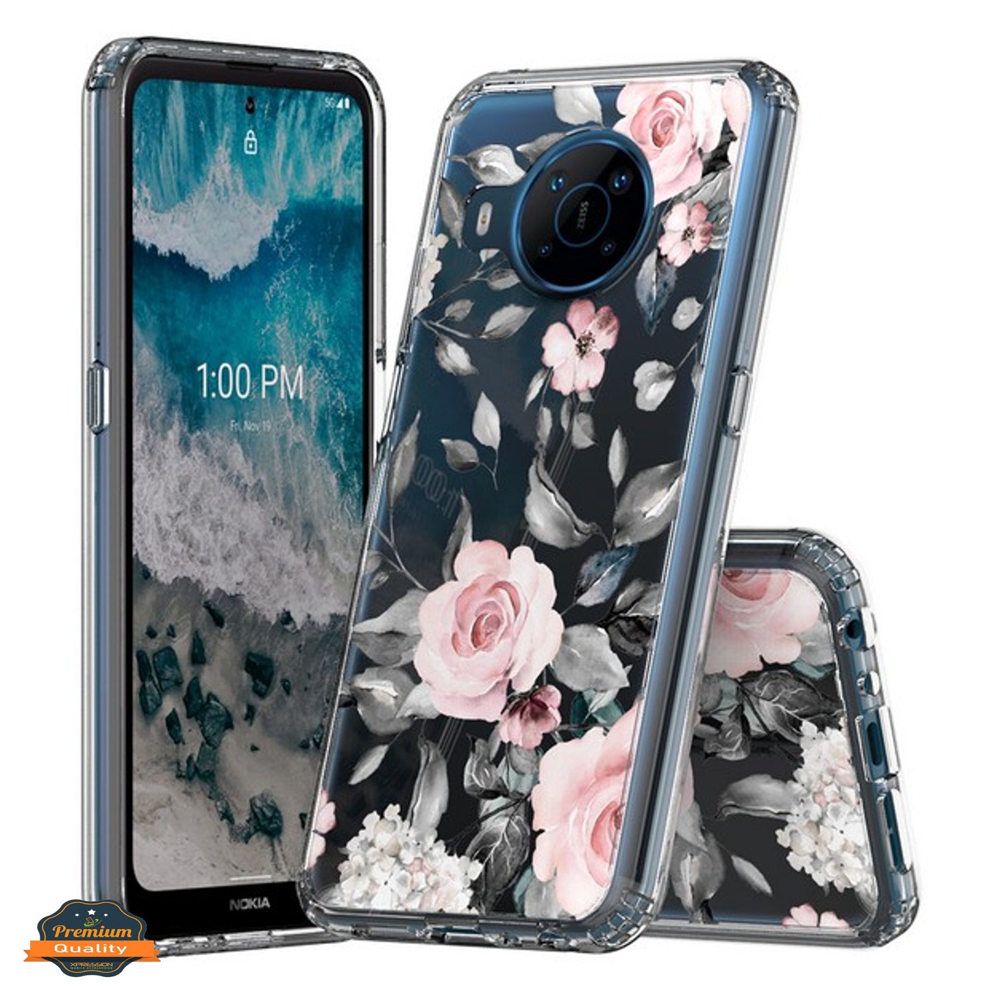 For Motorola Moto G 5G 2022 Floral Patterns Design Transparent TPU Silicone Shock Absorption Bumper Hard Back  Phone Case Cover