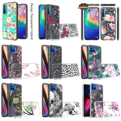 For Nokia C200 Pattern Fashion Design Ultra Thin Clear Hybrid Rubber Gummy TPU Grip + Hard PC Back Shockproof  Phone Case Cover