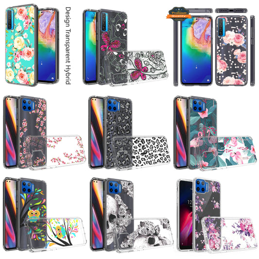 For Nokia G100 4G Pattern Fashion Design Ultra Thin Clear Hybrid Rubber Gummy TPU Grip + Hard PC Back Shockproof  Phone Case Cover