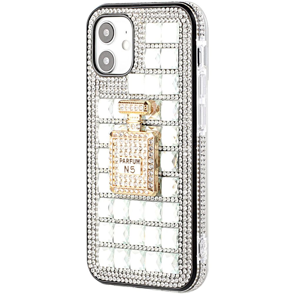 For Apple iPhone 12 Pro Max (6.7") Fashion Luxury 3D Bling Diamonds Rhinestone Jeweled Ornament Shiny Crystal Hybrid Hard  Phone Case Cover