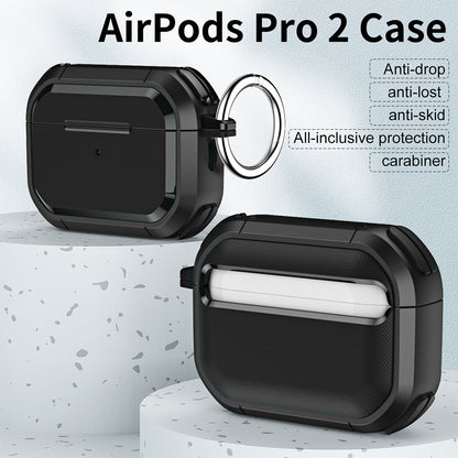 For Apple AirPods Pro 2nd Generation (2022) Military Hard Shell Full-Body Shockproof Wireless Charging Cases with Keychain Carabiner