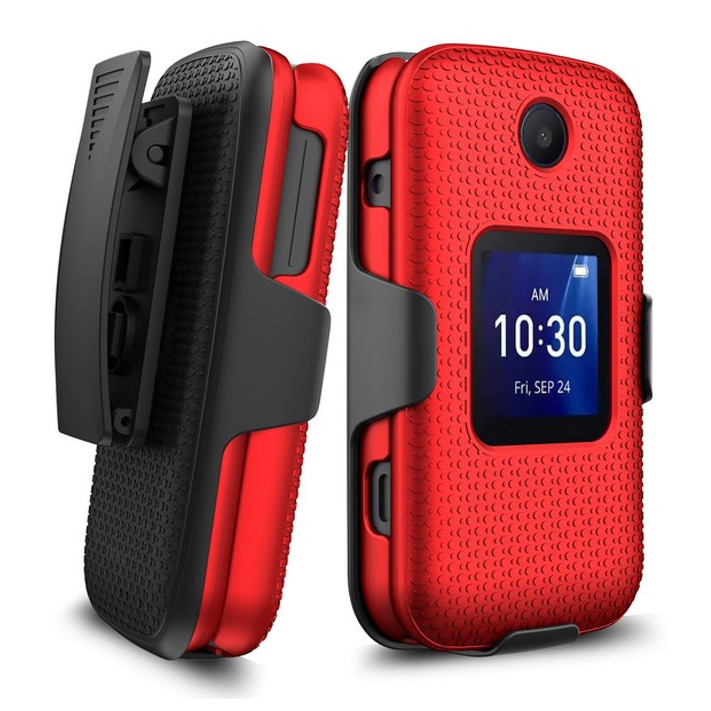 For TCL Flip Pro Hybrid Armor Holster with Swivel Belt Clip Heavy Duty 3 in 1 Defender Full Protective Shockproof Rugged  Phone Case Cover