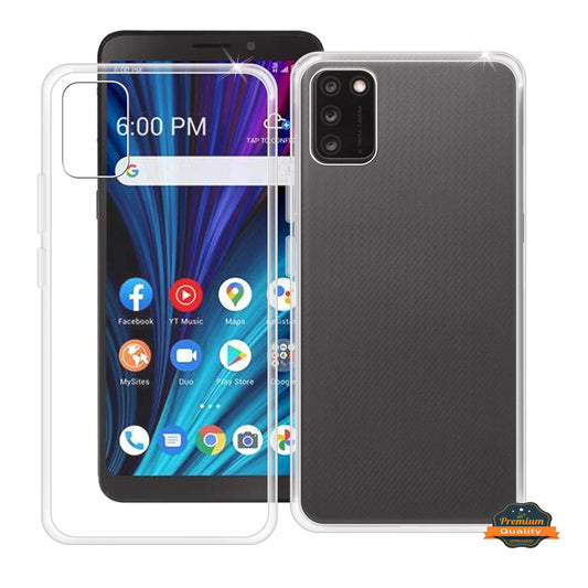 For AT&T Motivate 2 Slim Transparent Protective Hybrid with Soft TPU Rubber Corner Bumper with Raised Edges Shock Absorption Clear Phone Case Cover