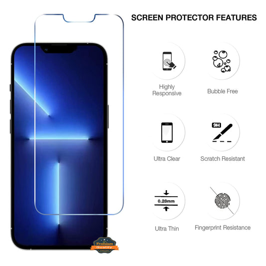 For Apple iPhone 14 /14 Pro Max Tempered Glass Screen Protector, Heavy Duty Anti-Scratch Anti-Bubble Tempered Glass Film 9H Hardness  Screen Protector