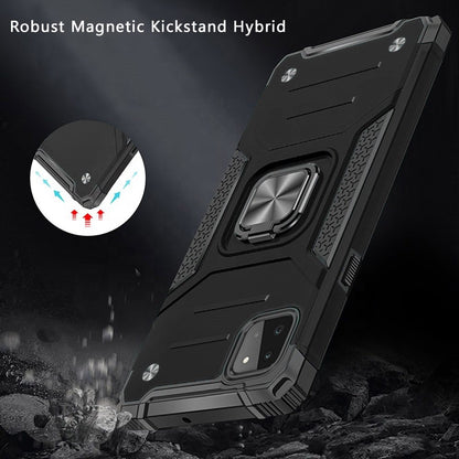 For Boost Mobile Celero 5G Armor Hybrid with Ring Holder Kickstand Shockproof Heavy-Duty Durable Rugged Dual Layer  Phone Case Cover