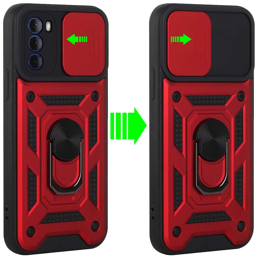 For Motorola Moto G Stylus 5G 2022 Hybrid Case with Slide Camera Lens Cover and Ring Holder Kickstand Rugged Dual Layer  Phone Case Cover