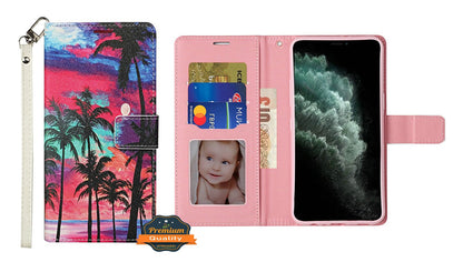 For Samsung Galaxy S22+ Plus Wallet Case PU Leather Design Pattern with Credit Card Slot Strap, Stand Folio Pouch Beautiful Island Phone Case Cover