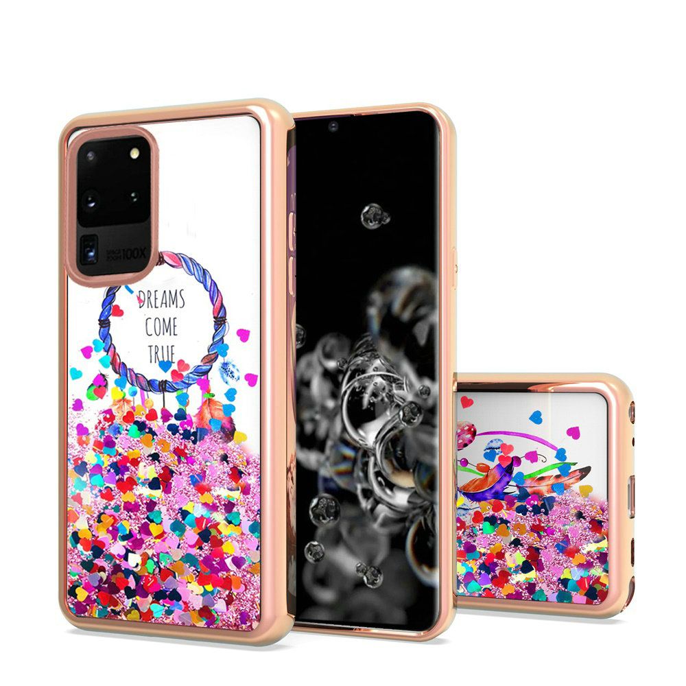 For Apple iPhone 13 Pro (6.1") Waterfall Quicksand Flowing Liquid Glitter Water Design Electroplating Bling TPU Hybrid Frame Protective  Phone Case Cover