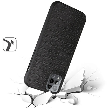 For T-Mobile Revvl 6 5G Ultra Slim Thin PU Leather Crocodile Flip Snap On Hybrid Shockproof TPU PC Hard Shell Durable  Phone Case Cover