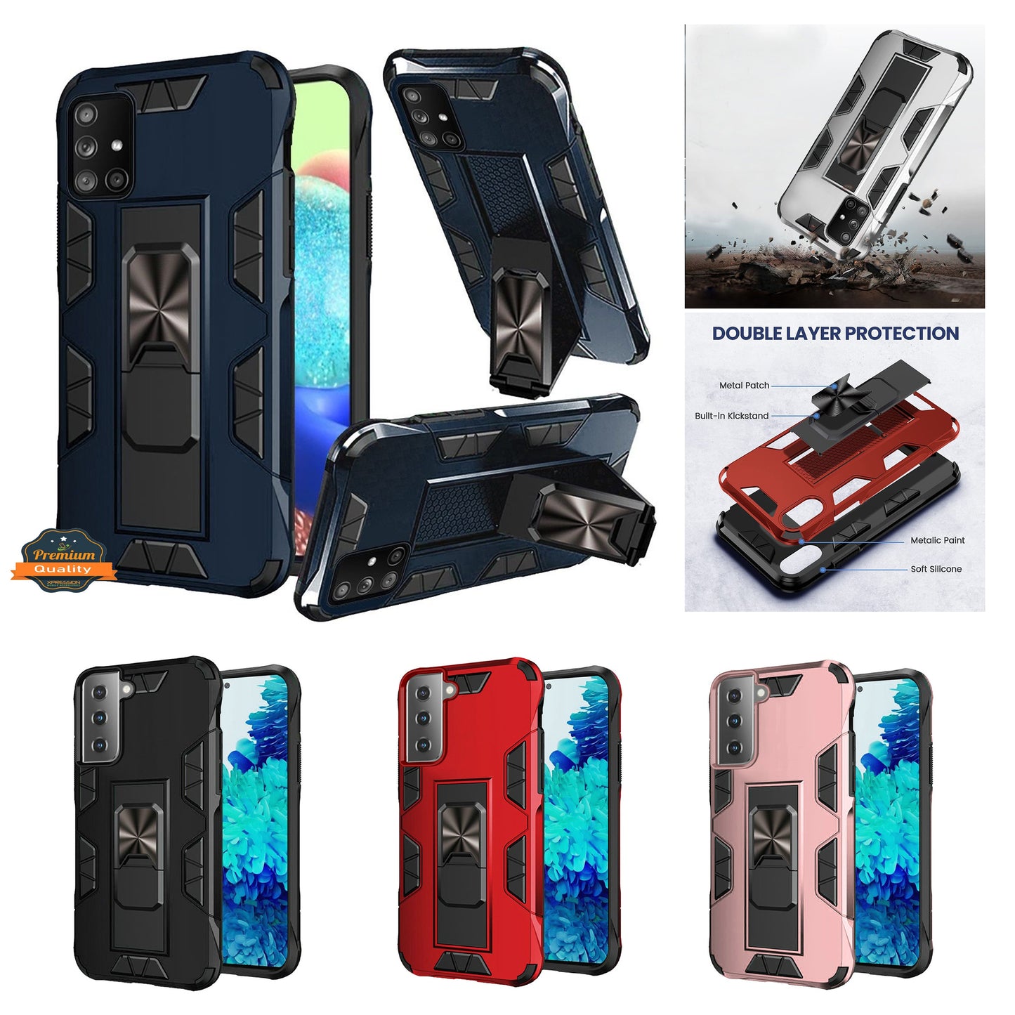 For Kyocera DuraForce Ultra 5G UW E7110 with Hidden Kickstand Magnet Grip Military Grade Shockproof Stand Hybrid Armor  Phone Case Cover